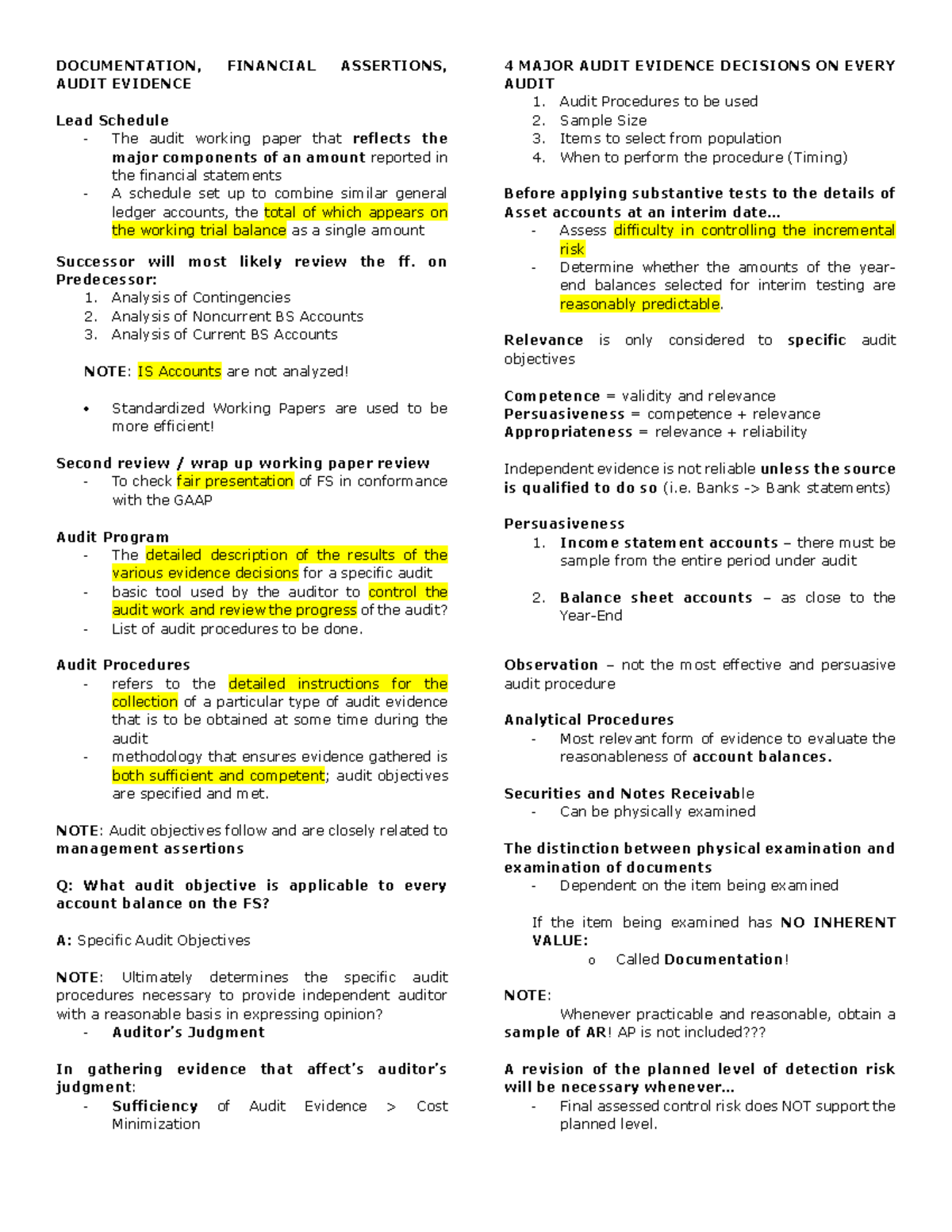 Review review - .... - DOCUMENTATION, FINANCIAL ASSERTIONS, AUDIT ...