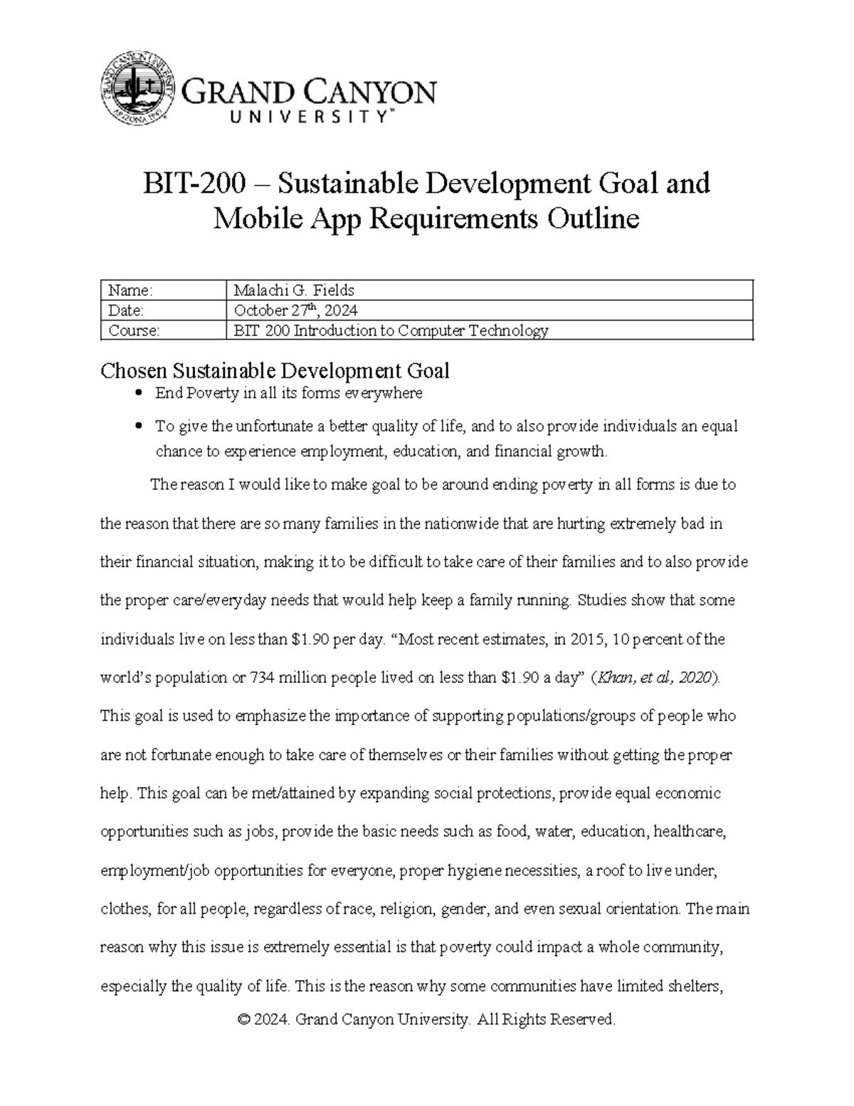 BIT 200 T4 Sustainable Development Goal and Mobile App Requirements
