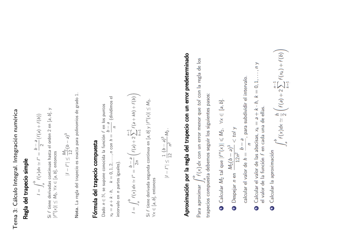 Resumen Integracion Numerica Tema C Lculo Integral Integraci N Num Rica Regla Del