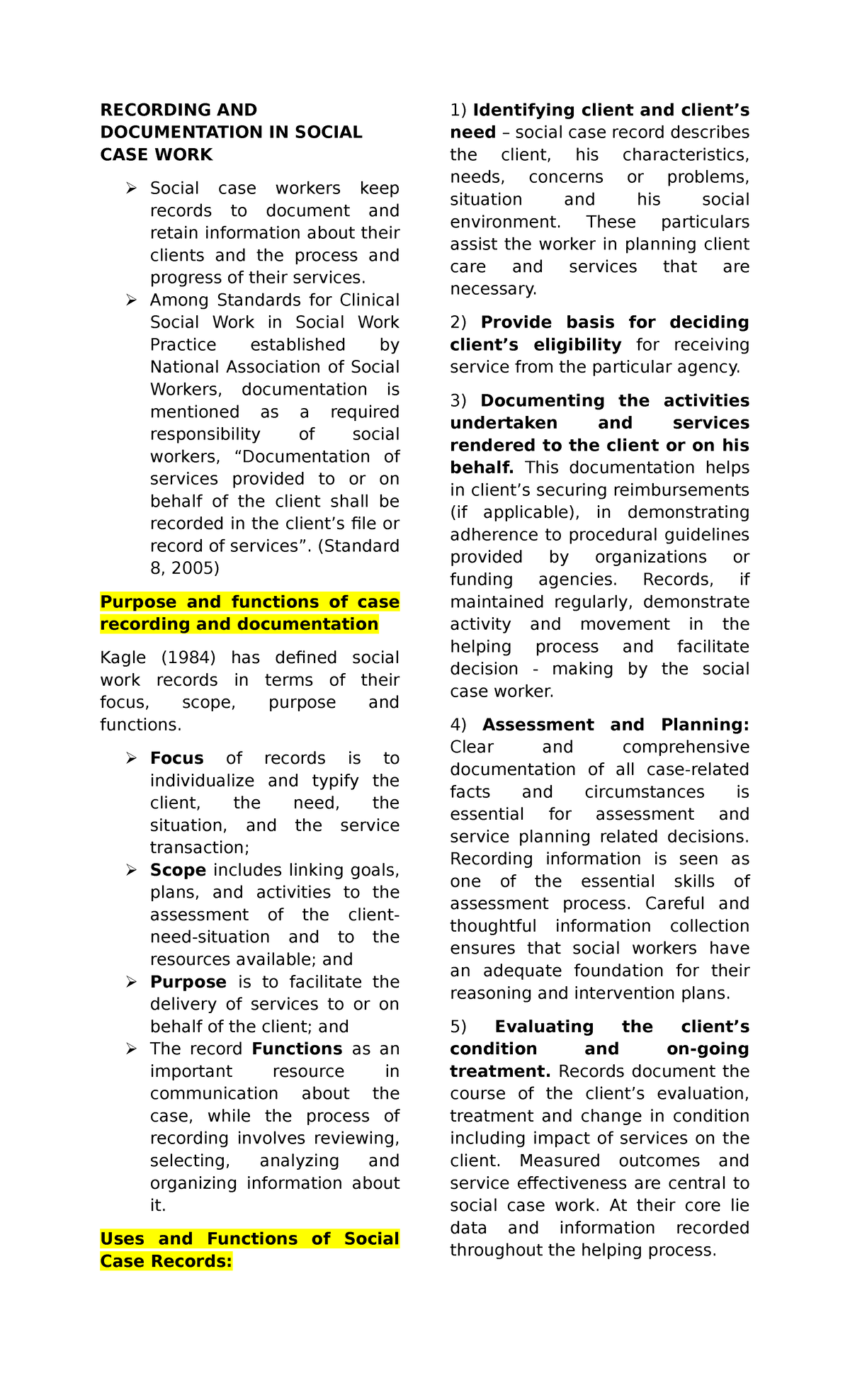 Recording AND Documentation IN Social CASE WORK RECORDING AND