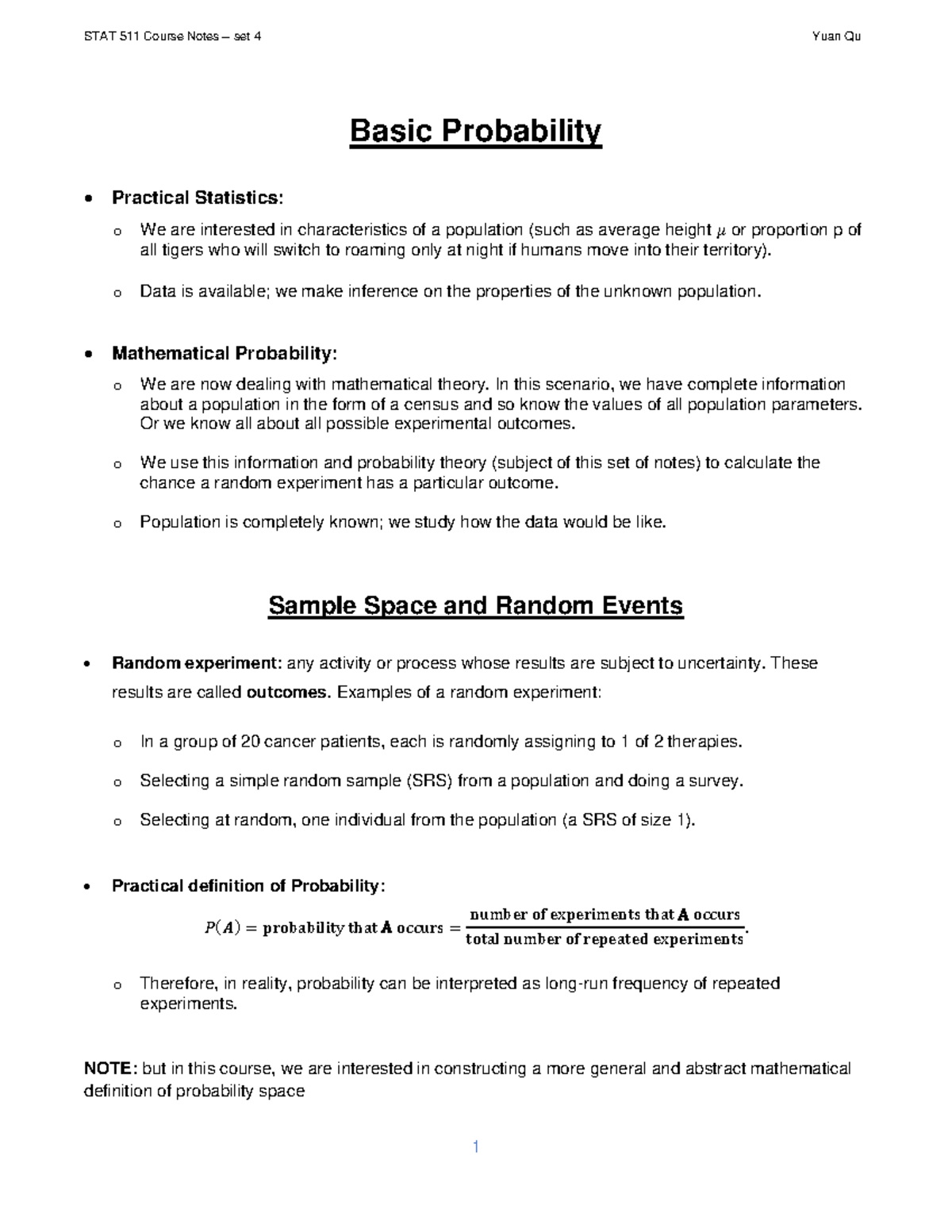 Notes 04 Introduction To Probability S Basic Probability Practical Notes 04 Introduction To Probability S Basic Probability Practical