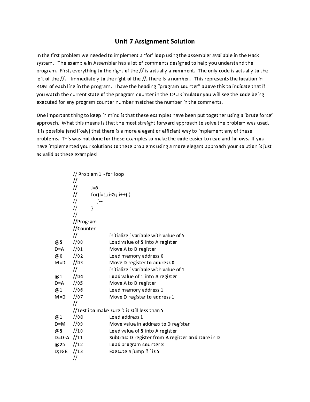 assignment solution guide