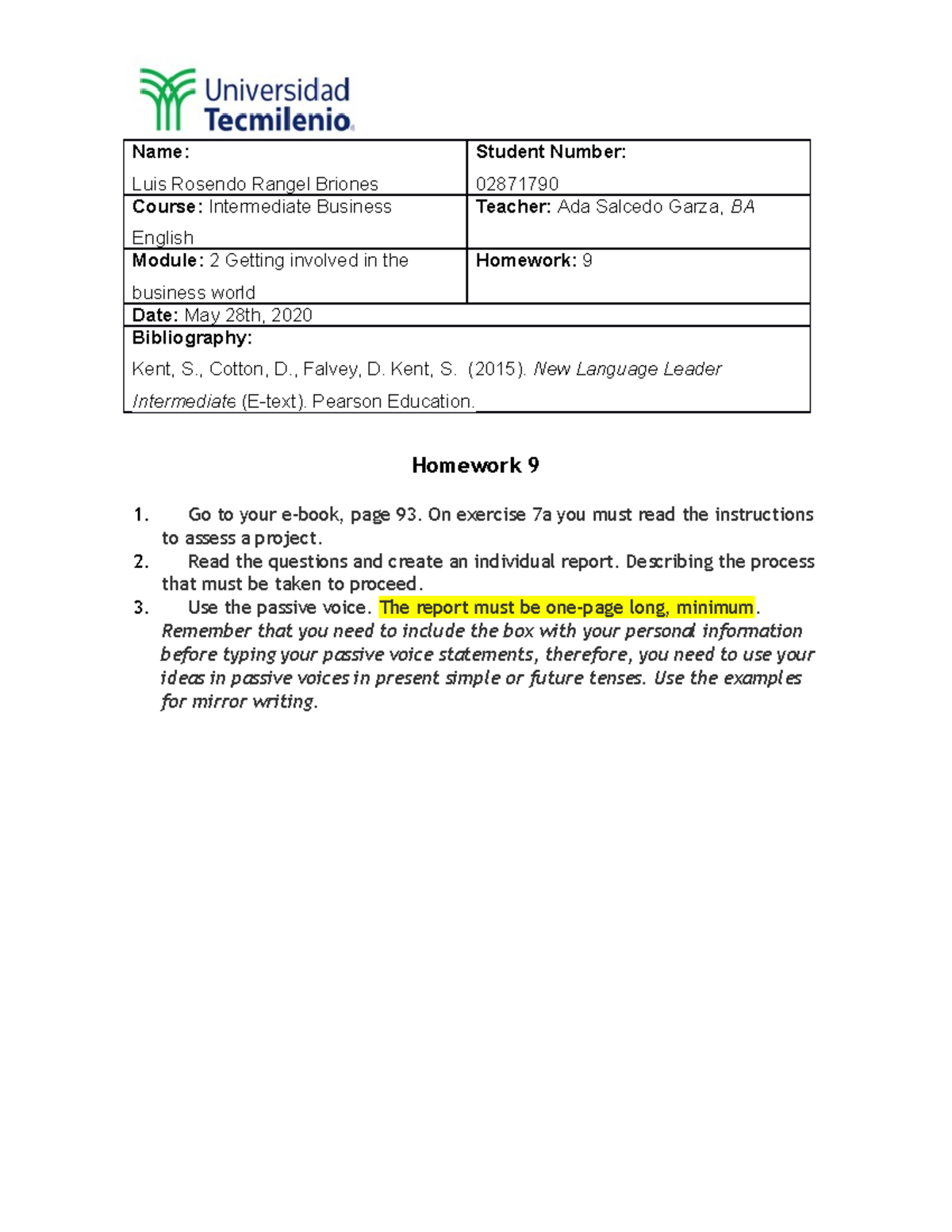 Ingles intermedio Homework 9 - Name: Luis Rosendo Rangel Briones ...