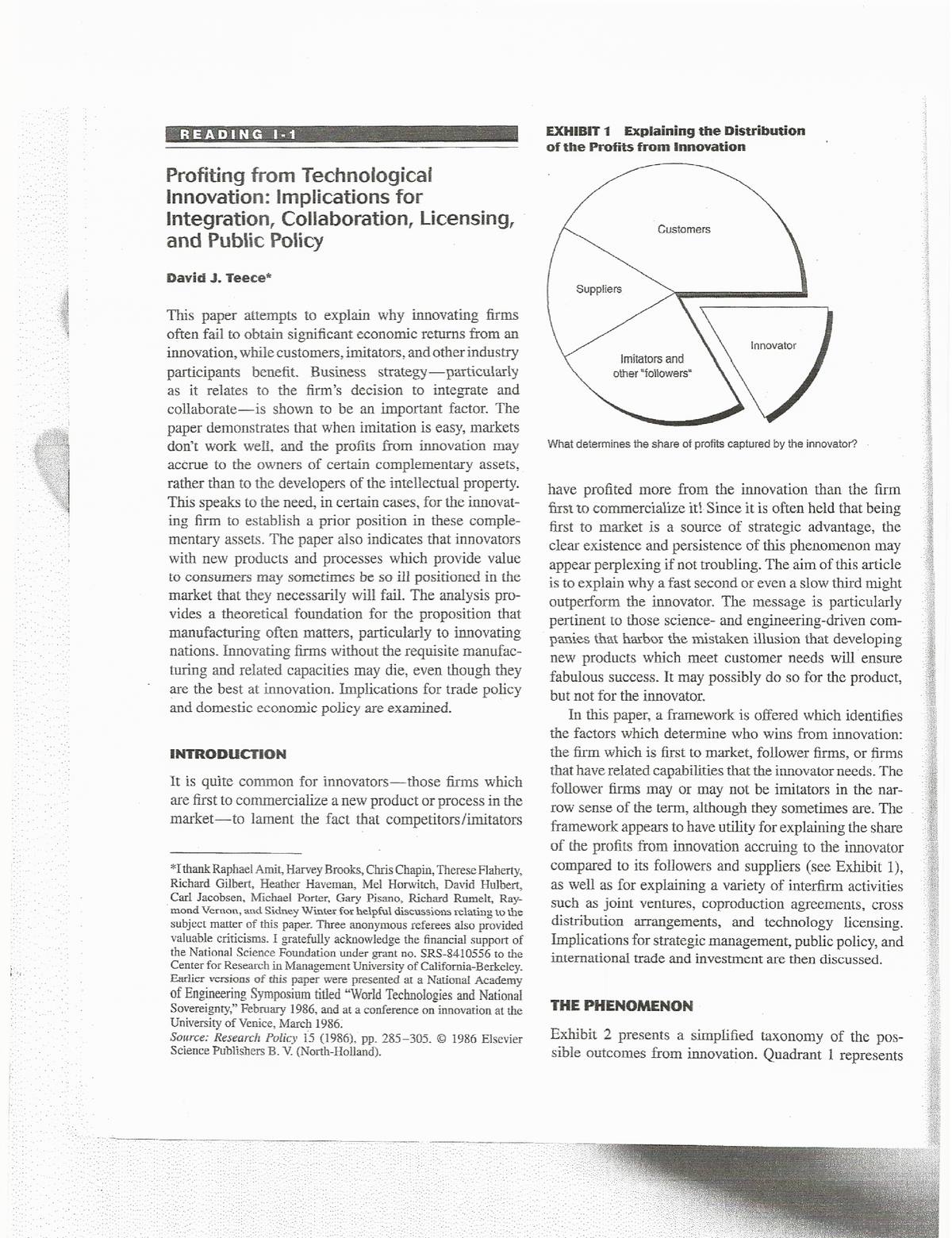 Case Study 3 Profiting From Technological Innovation - Studocu