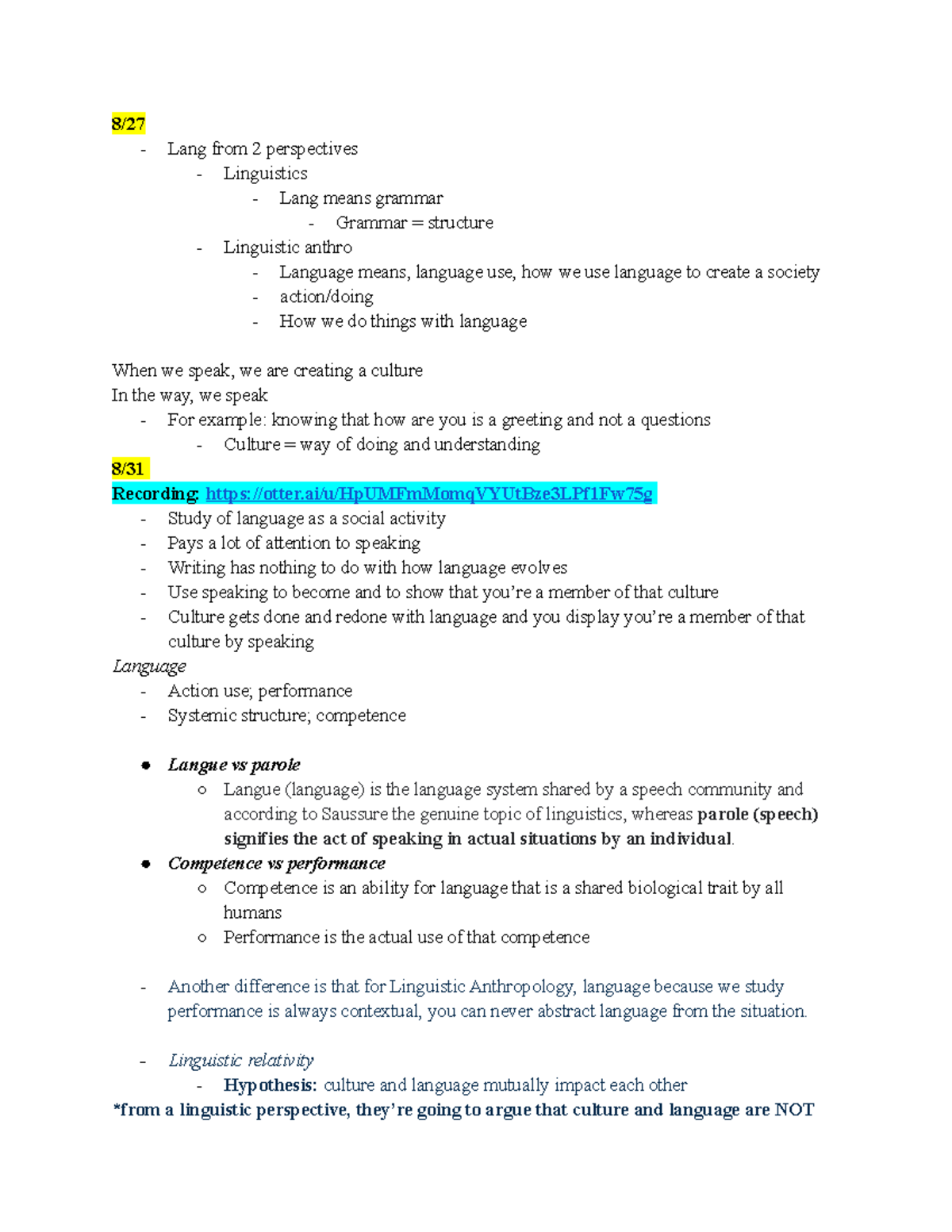 2021-linguistics(anthc 151)-week1 lecture - ANTHC 151.00 - Hunter ...