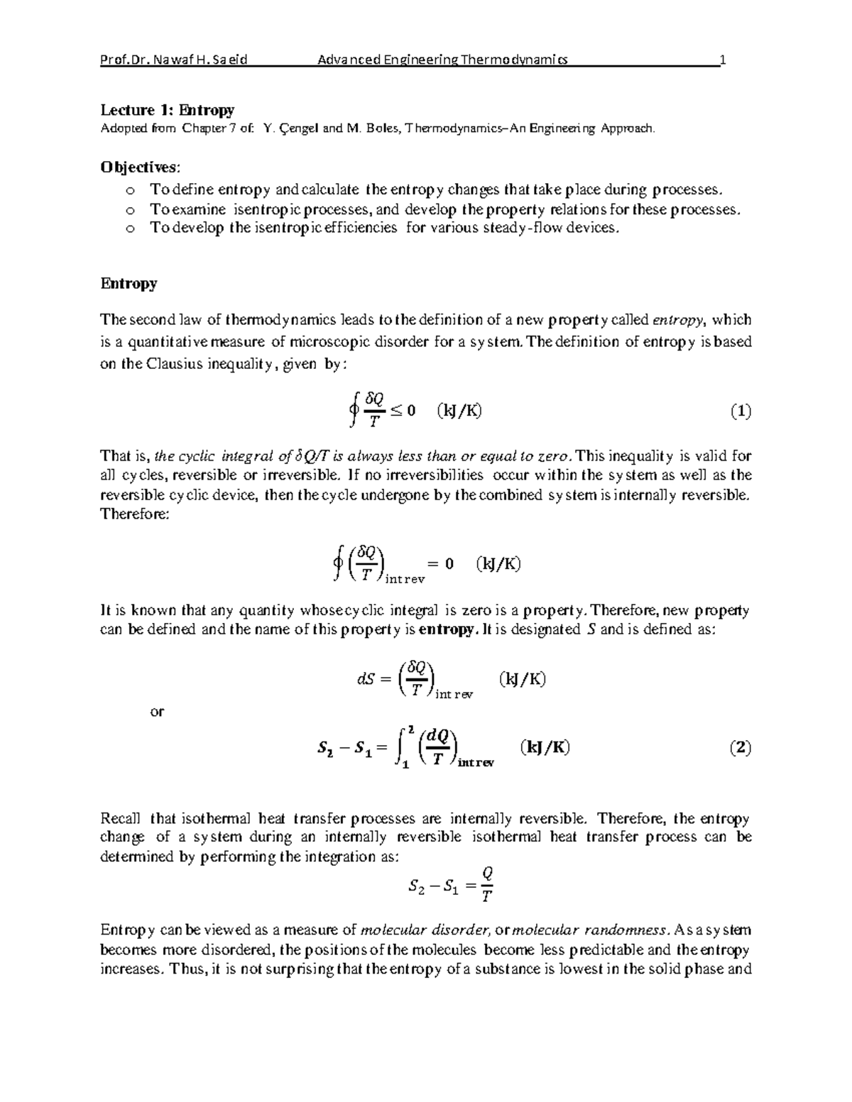 Advanced Engineering Thermodynamics Notes Studocu