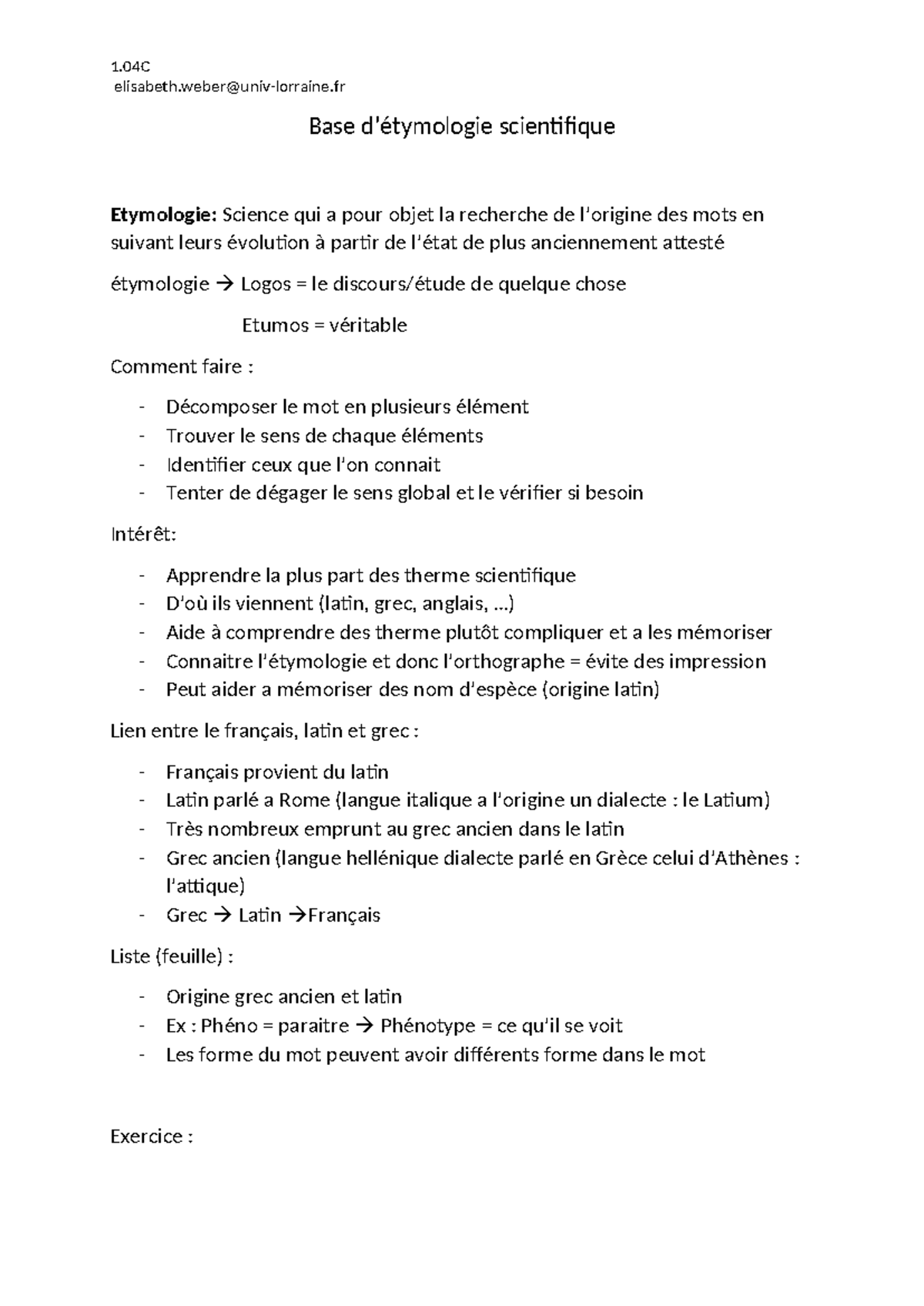 1.04C Méthodo étymologie 1 elisabethunivlorraine Base d’étymologie