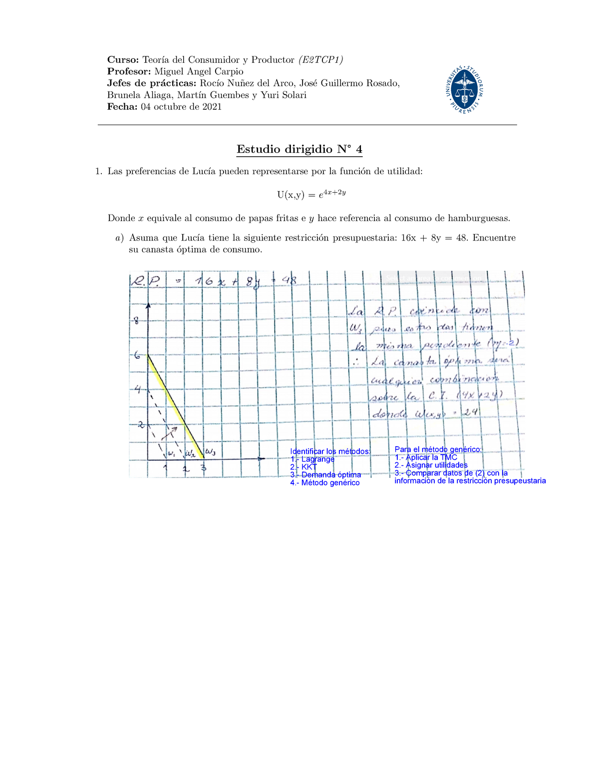 4.- ED4 Solucionarioo TCP - Curso:Teor ́ıa Del Consumidor Y Productor ...