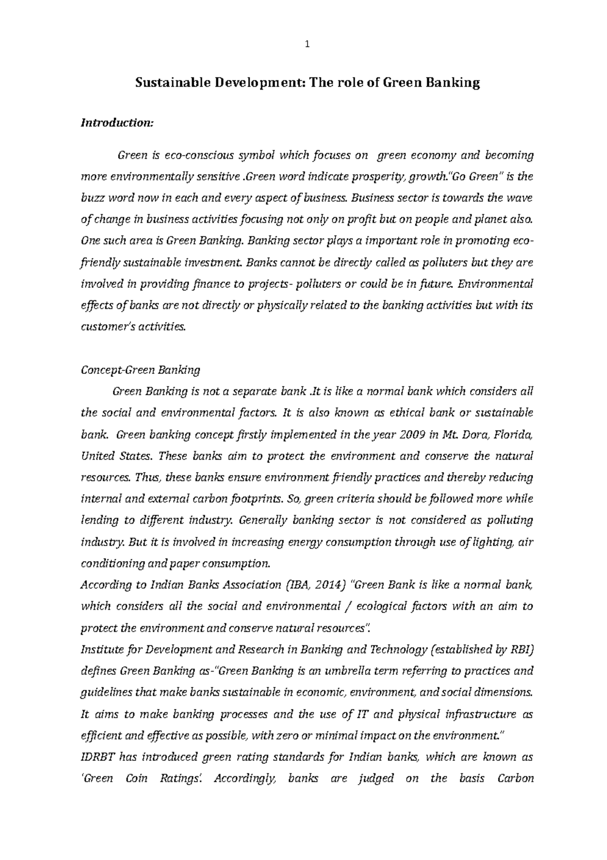 Green Banking Research Design - Sustainable Development: The role of ...