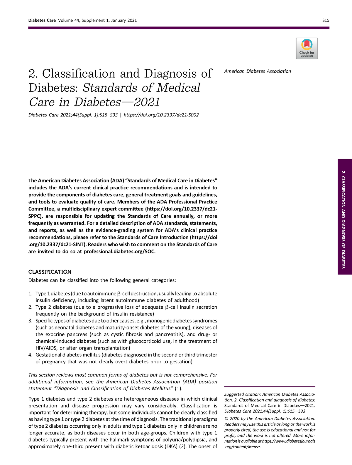 10 - Gag - 2. Classification And Diagnosis Of Diabetes: Standards Of ...