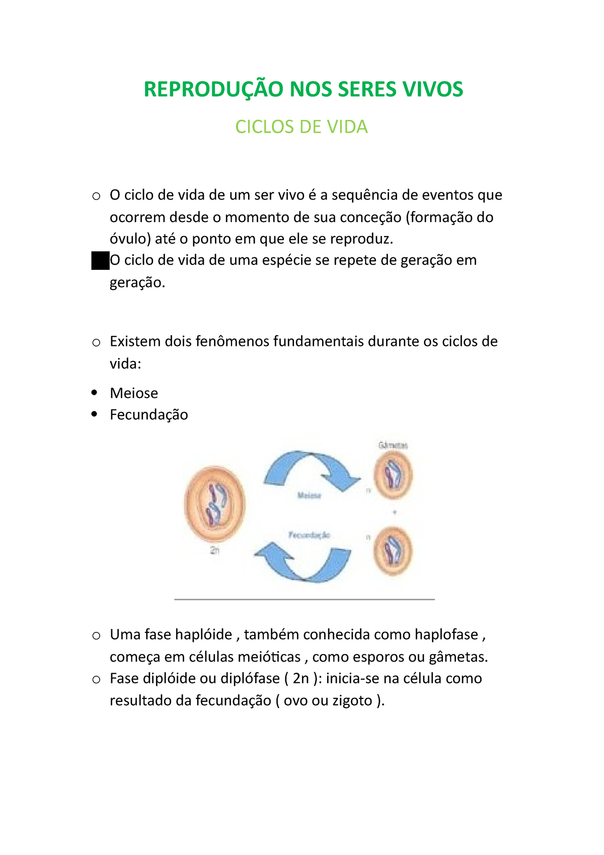 Biologia Ciclos De Vida ReproduÇÃo Nos Seres Vivos Ciclos De Vida O O Ciclo De Vida De Um Ser 8614