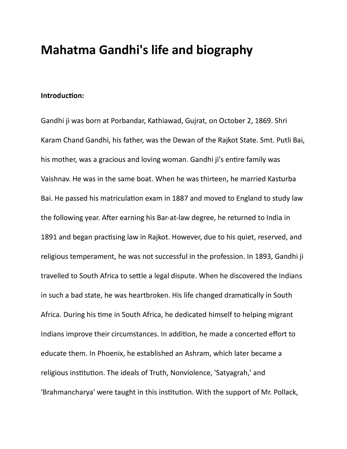 essay autobiography of mahatma gandhi
