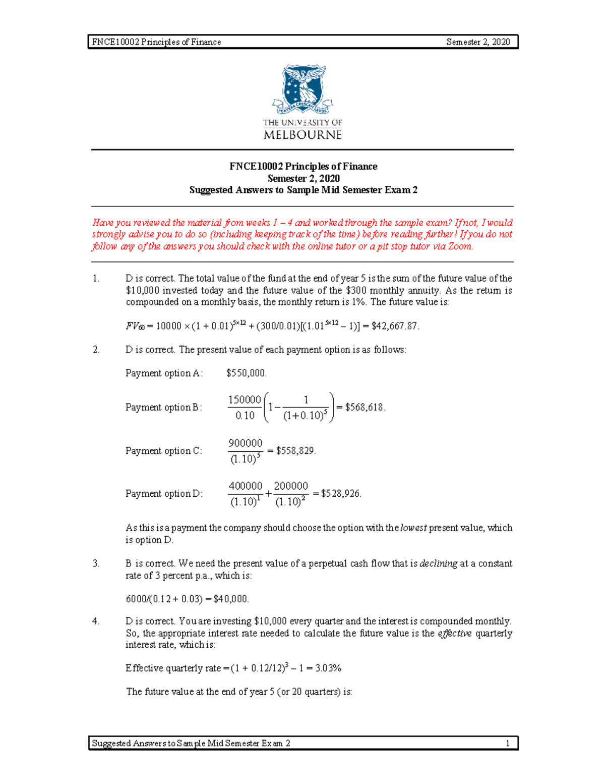 SampleMidSem2-Ans-Sem2-2020.pdf - FNCE10002 Principles of Finance ...