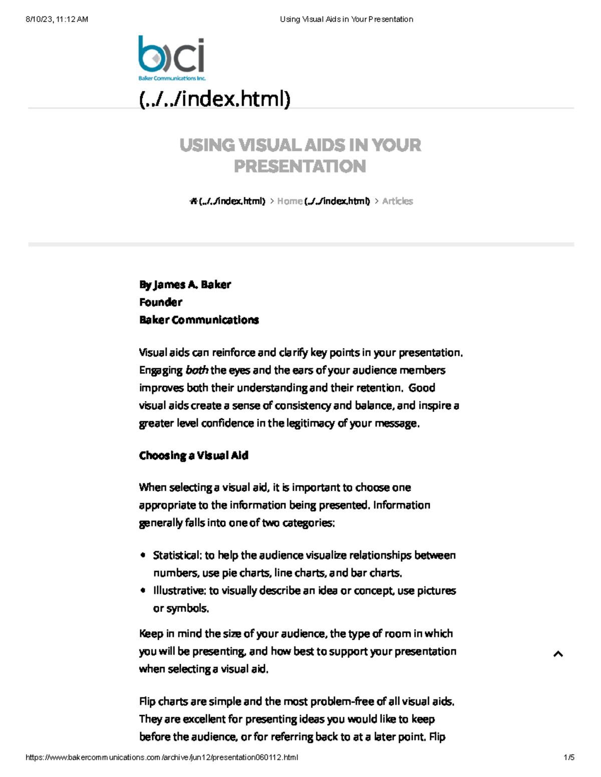 Unit 35 Visual Aids – Communication at Work - USING VISUAL AIDS IN YOUR ...