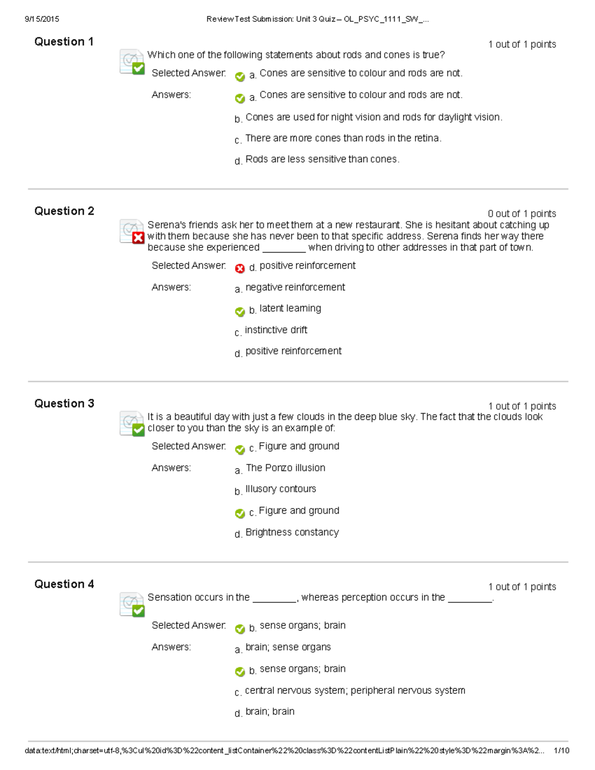 Quizz 3 Solution Question Which one of the following statements