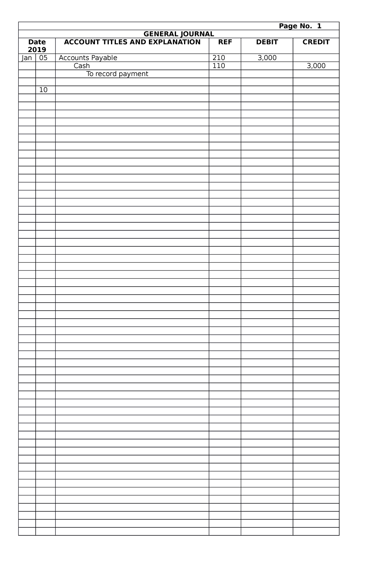 Books - Notes - Page No. 1 GENERAL JOURNAL Date 2019 ACCOUNT TITLES AND ...