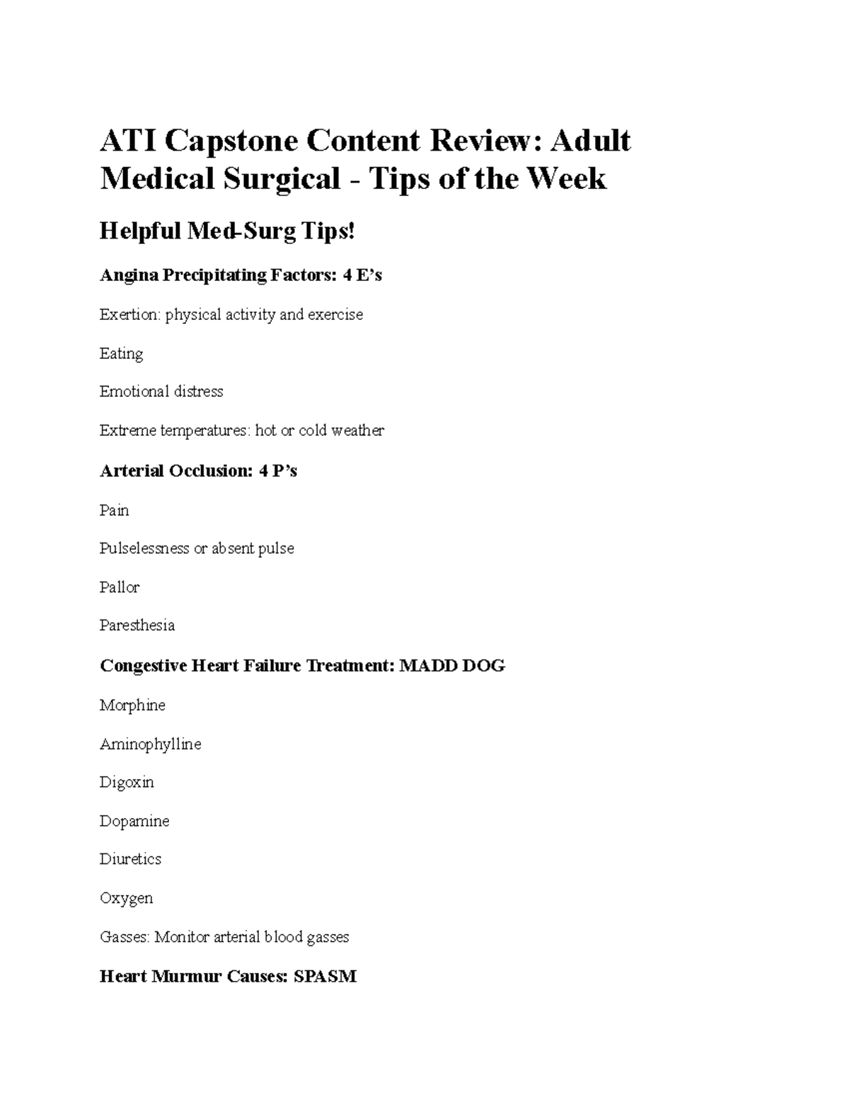 03 Capstone Content Review- Med Surg - Tips Of The Week - ATI Capstone ...