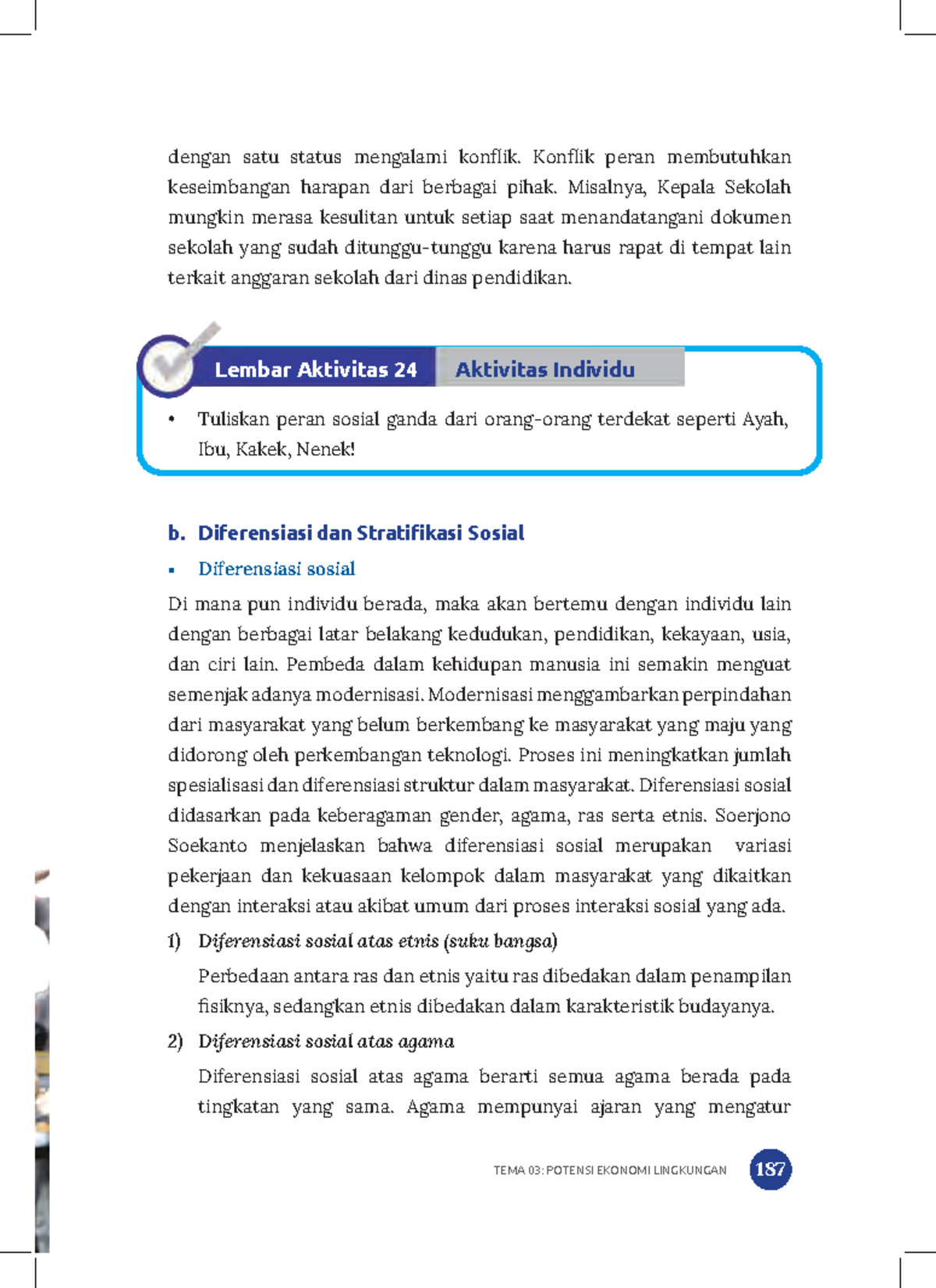 3 - Tugas - TEMA 03: POTENSI EKONOMI LINGKUNGAN 187 Lembar Aktivitas 24 ...