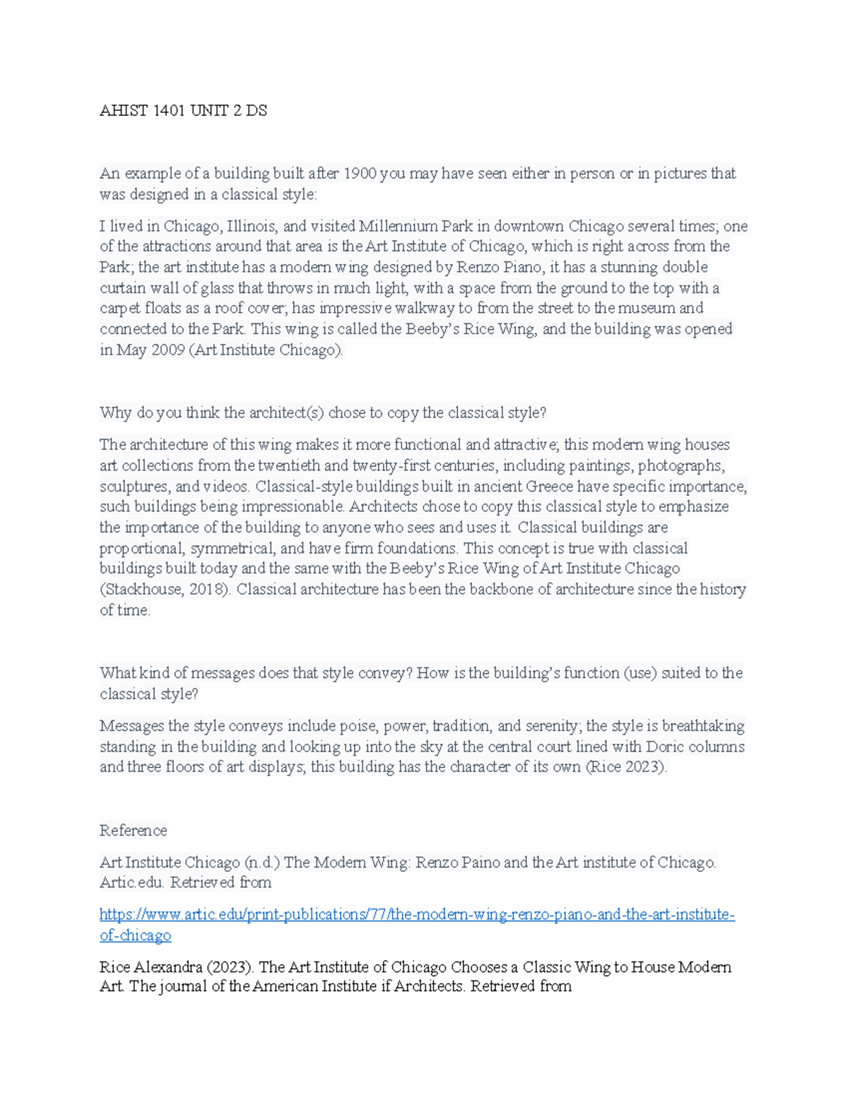 AHIST 1401 UNIT 2 DS - UNIT 2 DS - AHIST 1401 UNIT 2 DS An example of a ...