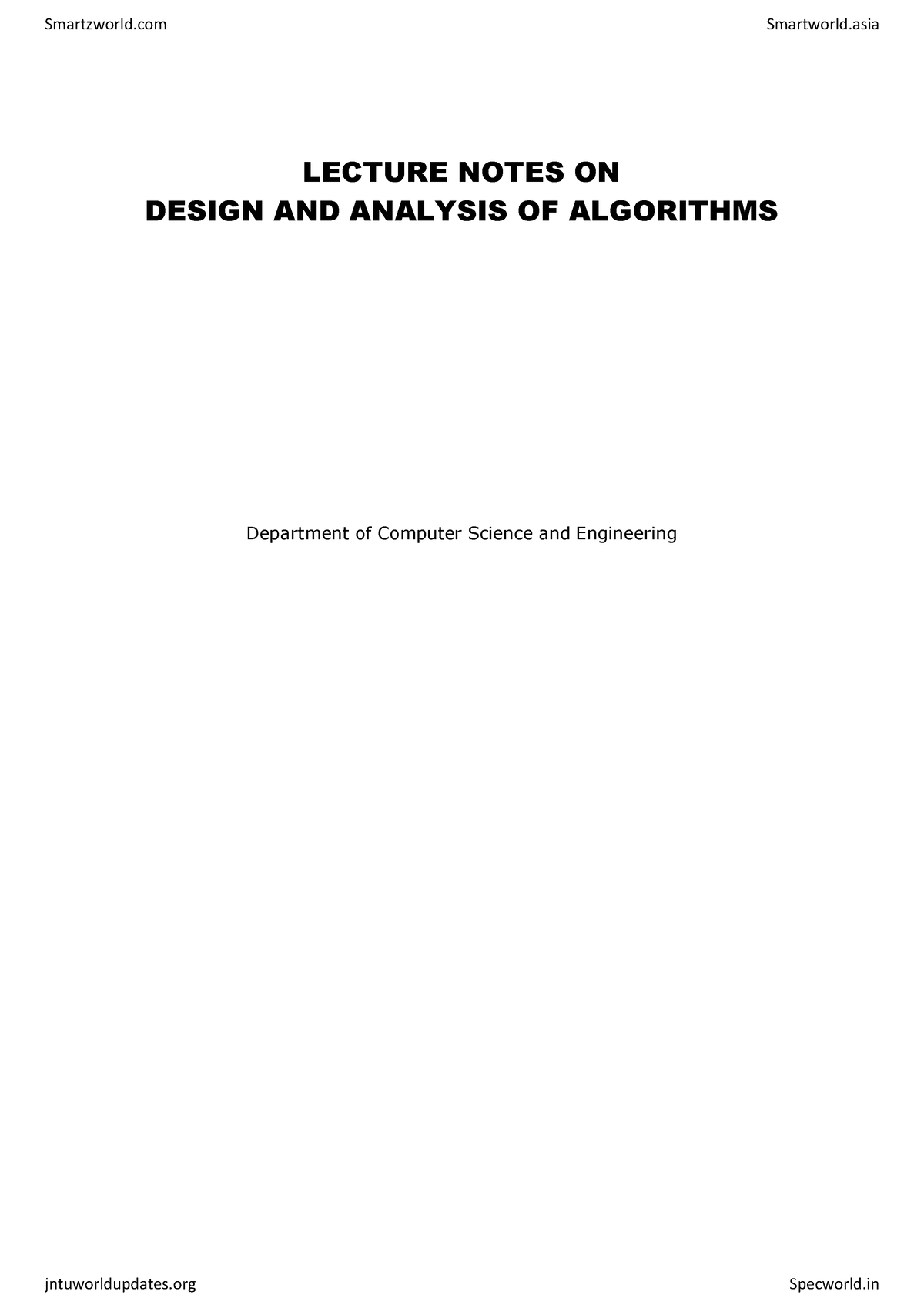 Design And Analysis Of Algorithm Notes 3 - LECTURE NOTES ON DESIGN AND ...