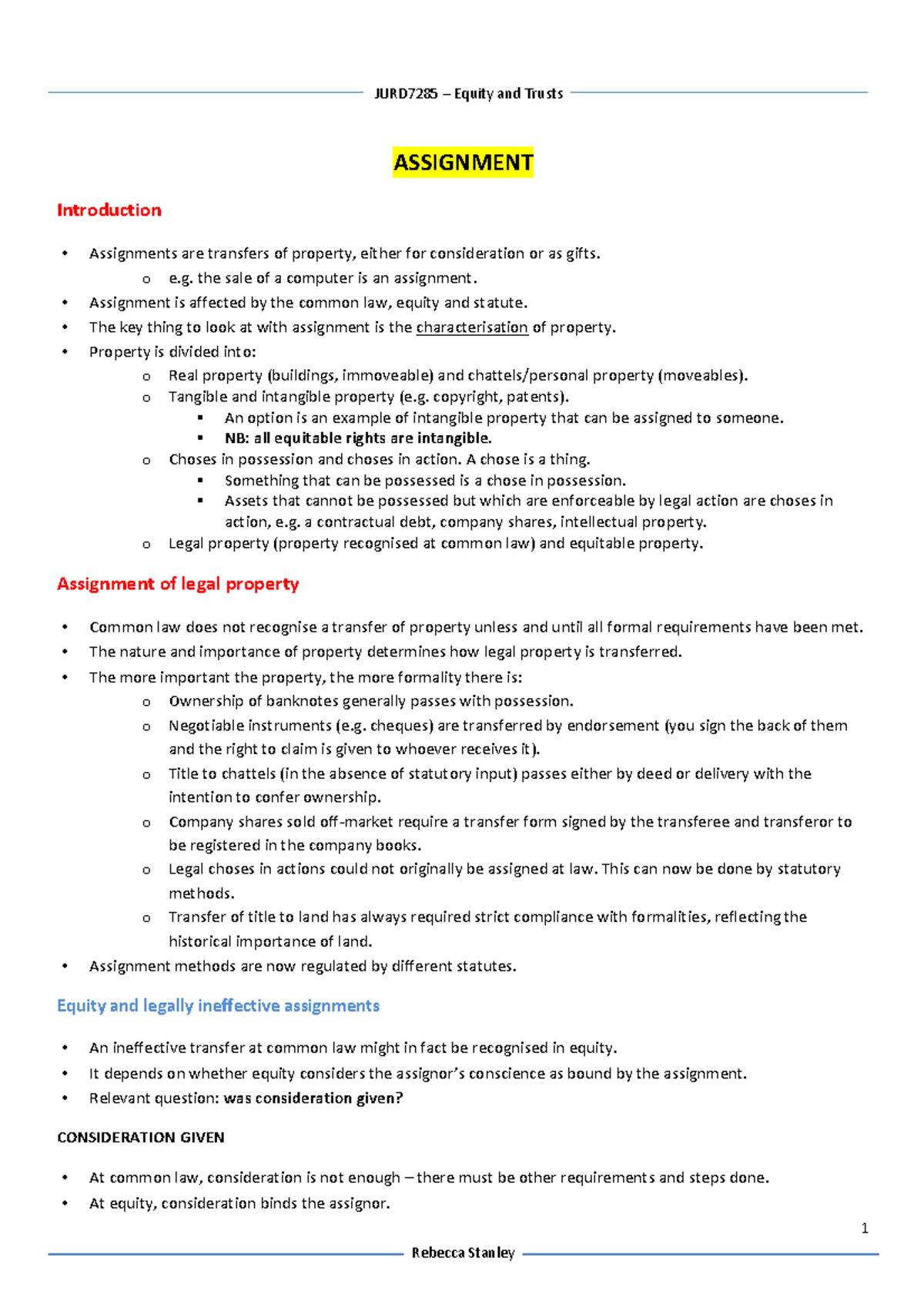 1043-sample - equity - 1 ASSIGNMENT Introduction Assignments are ...