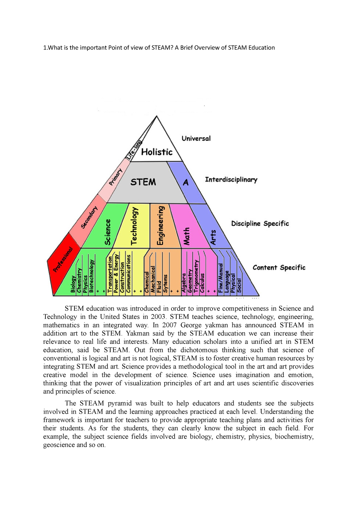 High-level view of the three elements of the STEAM framework. The