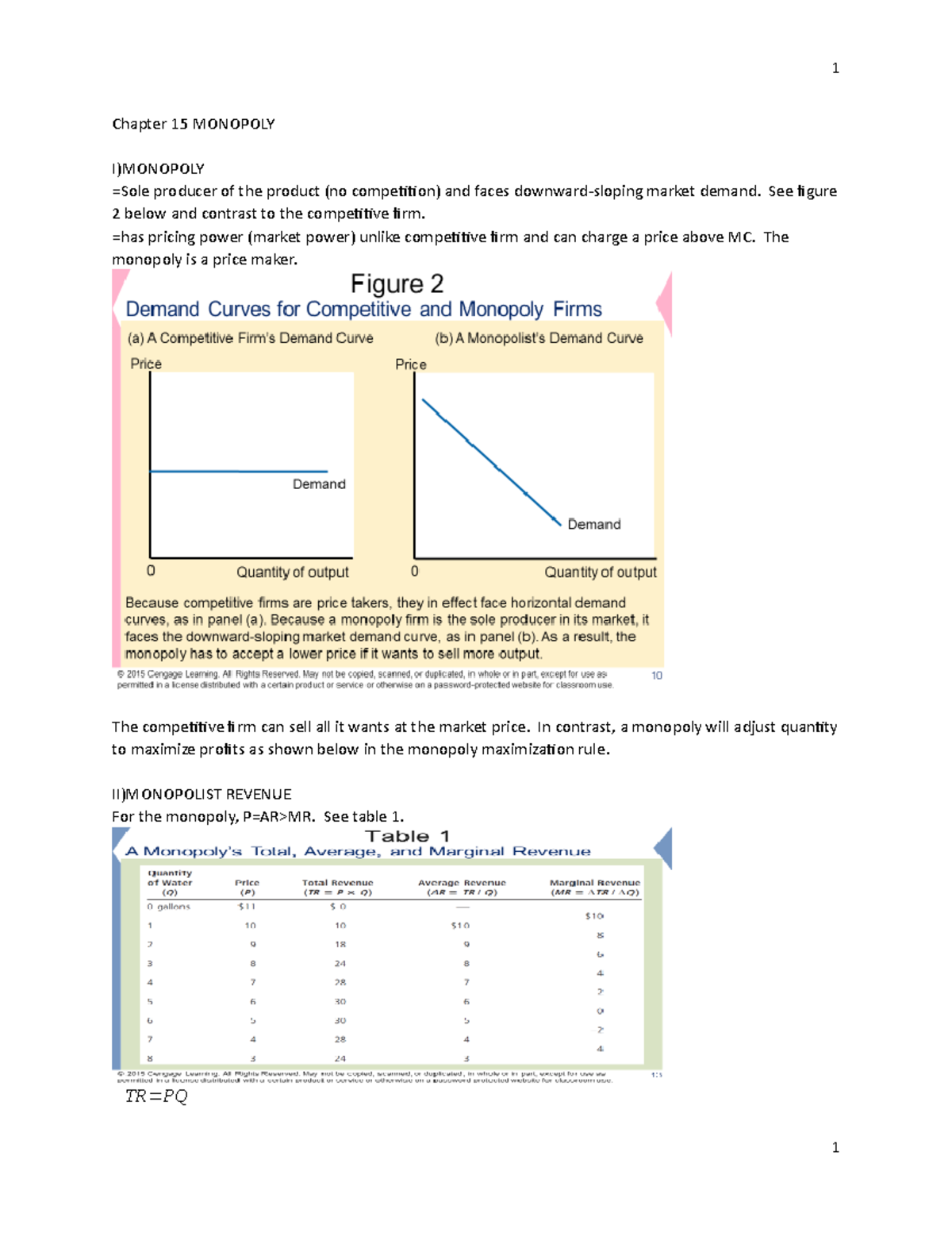 Chapter 15 Monopoly - Lecture Notes 15-17 - Chapter 15 MONOPOLY I ...