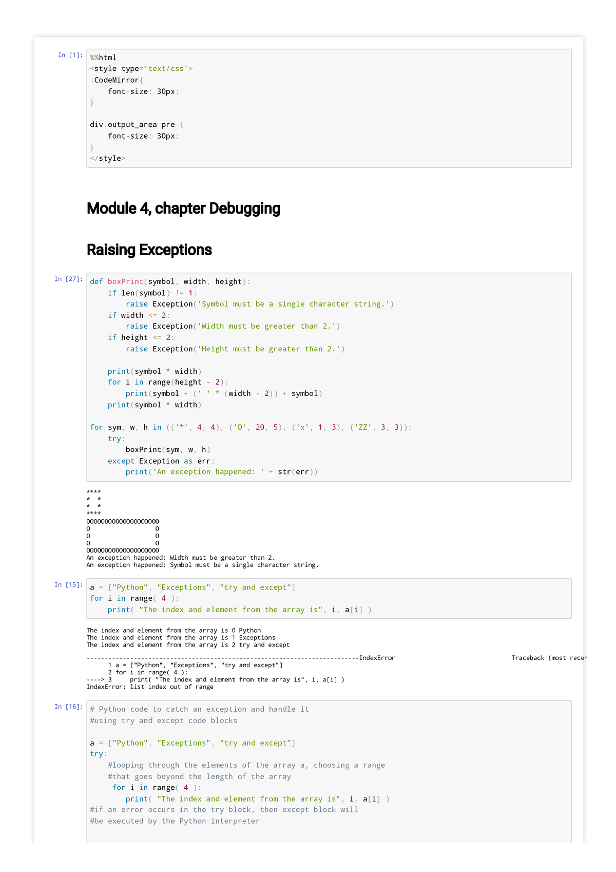 Python Class 8 Debugging - Module 4, Chapter Debugging Raising ...