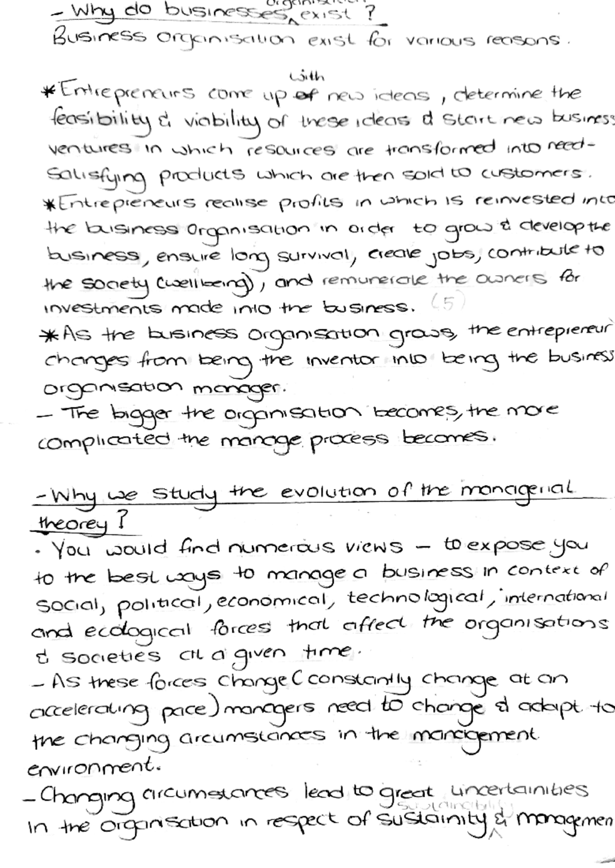 Business Management 2 Notes - Wh do bUSIneSbes exIst? BUSineSSOnison ...