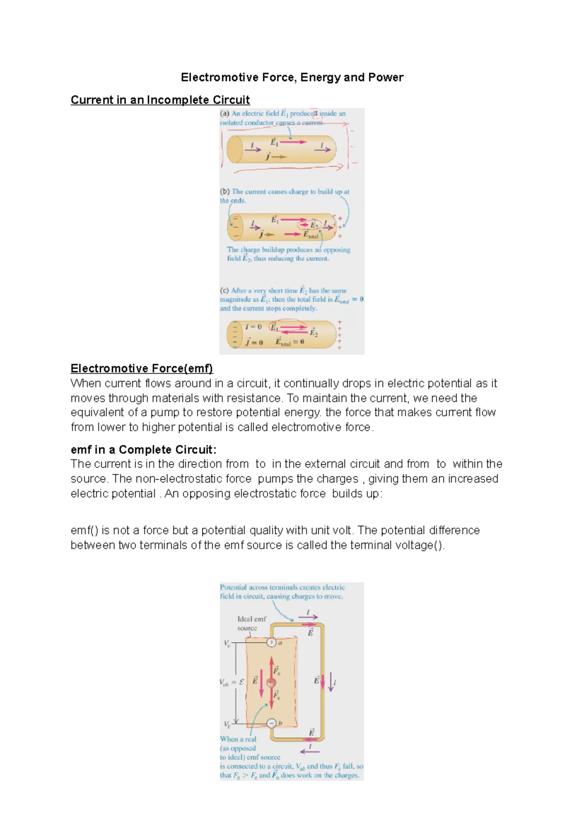 Lecture 6 - Electromotive Force, Energy and Power - Electromotive Force ...