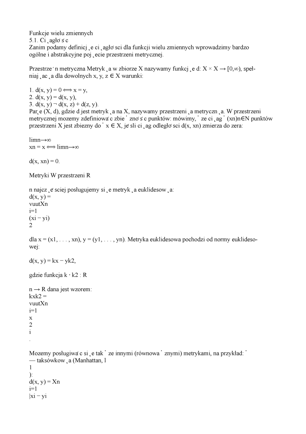 Matematyka Wykłady Rafał Kucharski Wykłady Funkcje Wielu Zmiennych 5 Ci Agło ̨ ́s ́c Zanim 3351