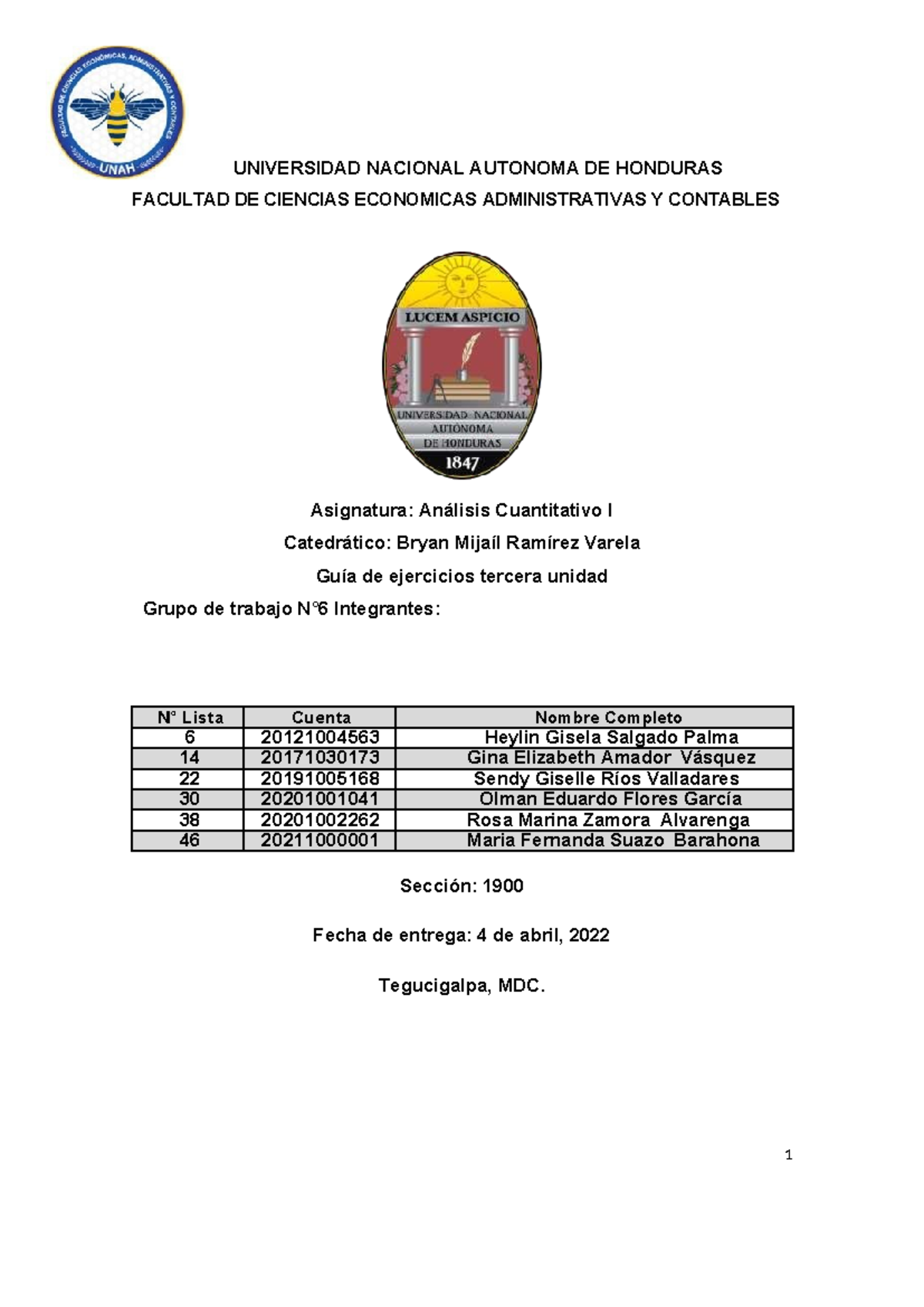 Gui A Pra Ctica Tercera Unidad Grupo 6 Ana Lisis Cuantitativo 1 ...