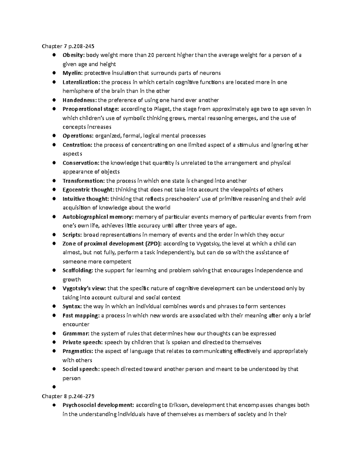 Early Childhood Chapter 7 p Obesity body weight more than 20