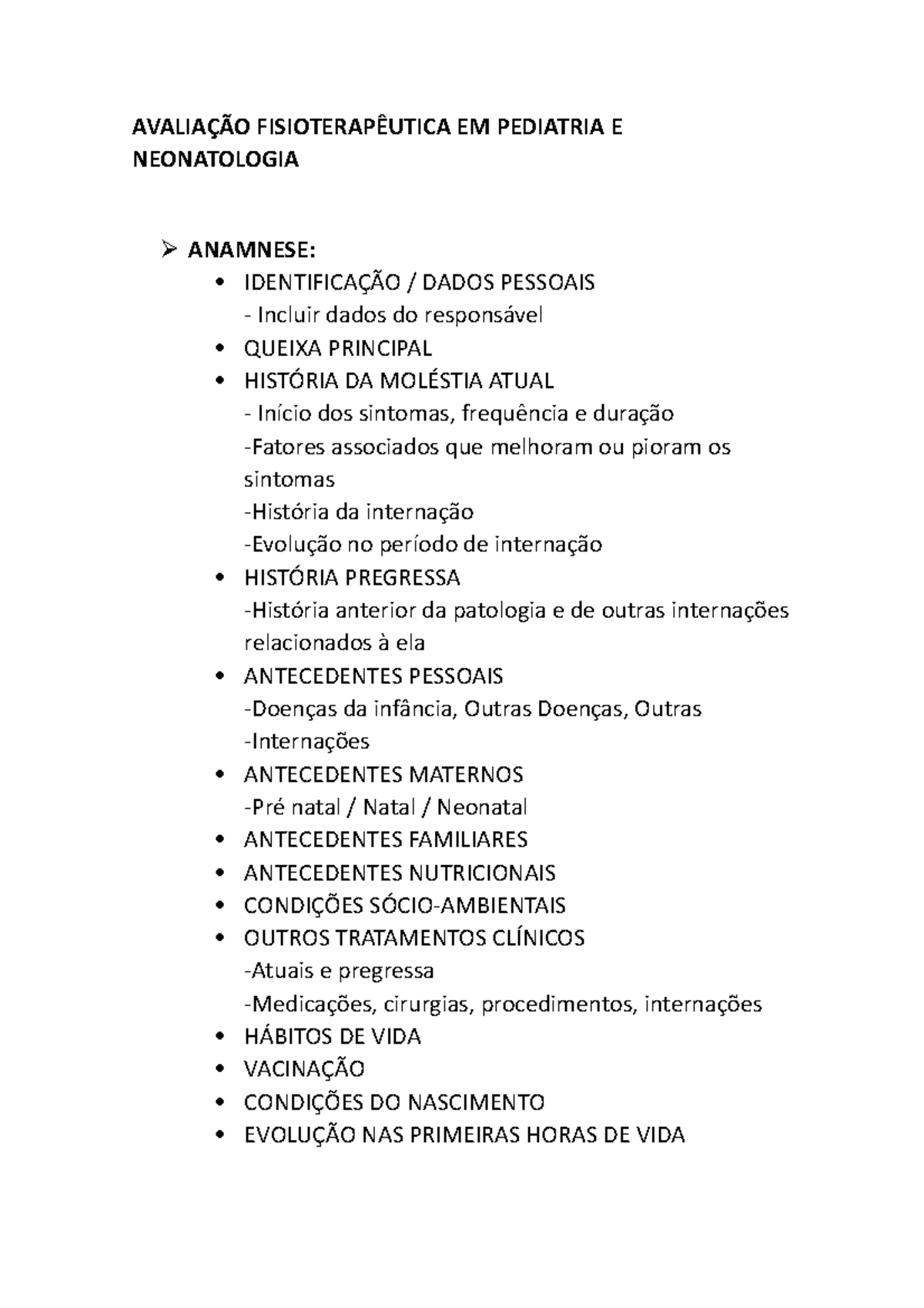 Anamnese Fisioterapia, PDF, Doenças e distúrbios