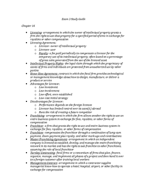 Study Guide Exam 3 Part 2 - Geb3375: Introduction to International ...