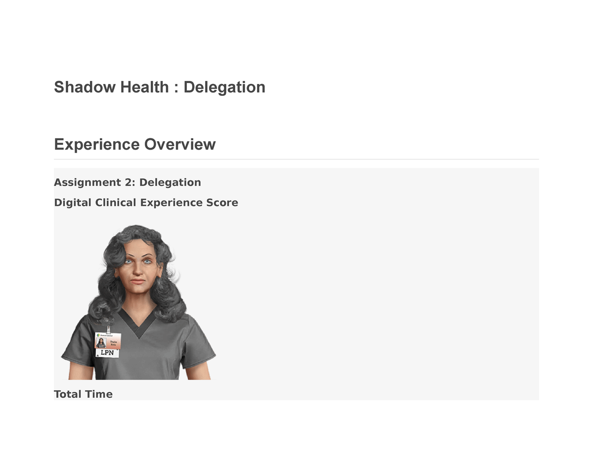 shadow health leadership assignment 1