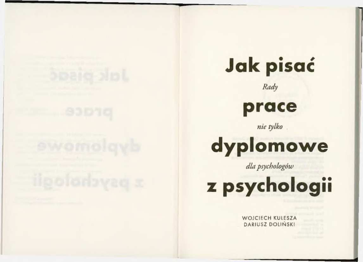 Kulesza, W., Doliński, D. (2020) Jak Pisać Prace Dyplomowe Z ...