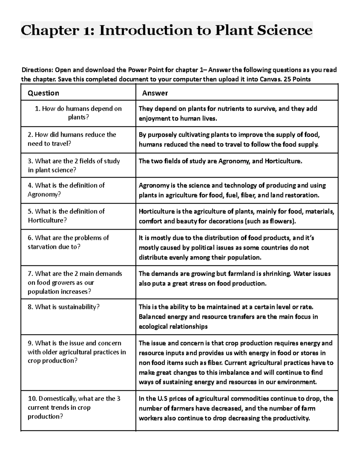 Ch. 1 Lecture Questions Plant Chapter 1 Introduction to Plant