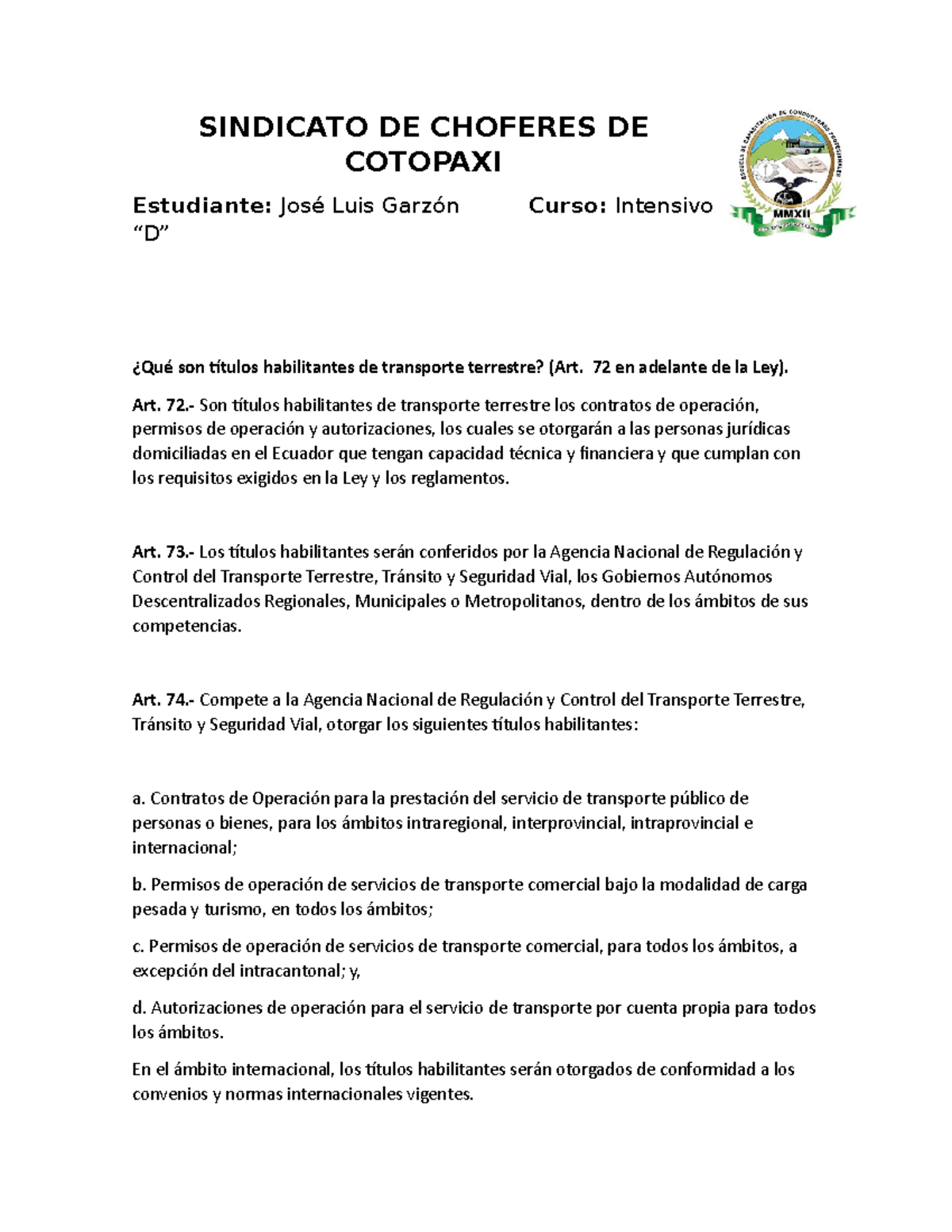 Consulta 4 Qu Son Los T tulos Habilitantes SINDICATO DE CHOFERES DE 