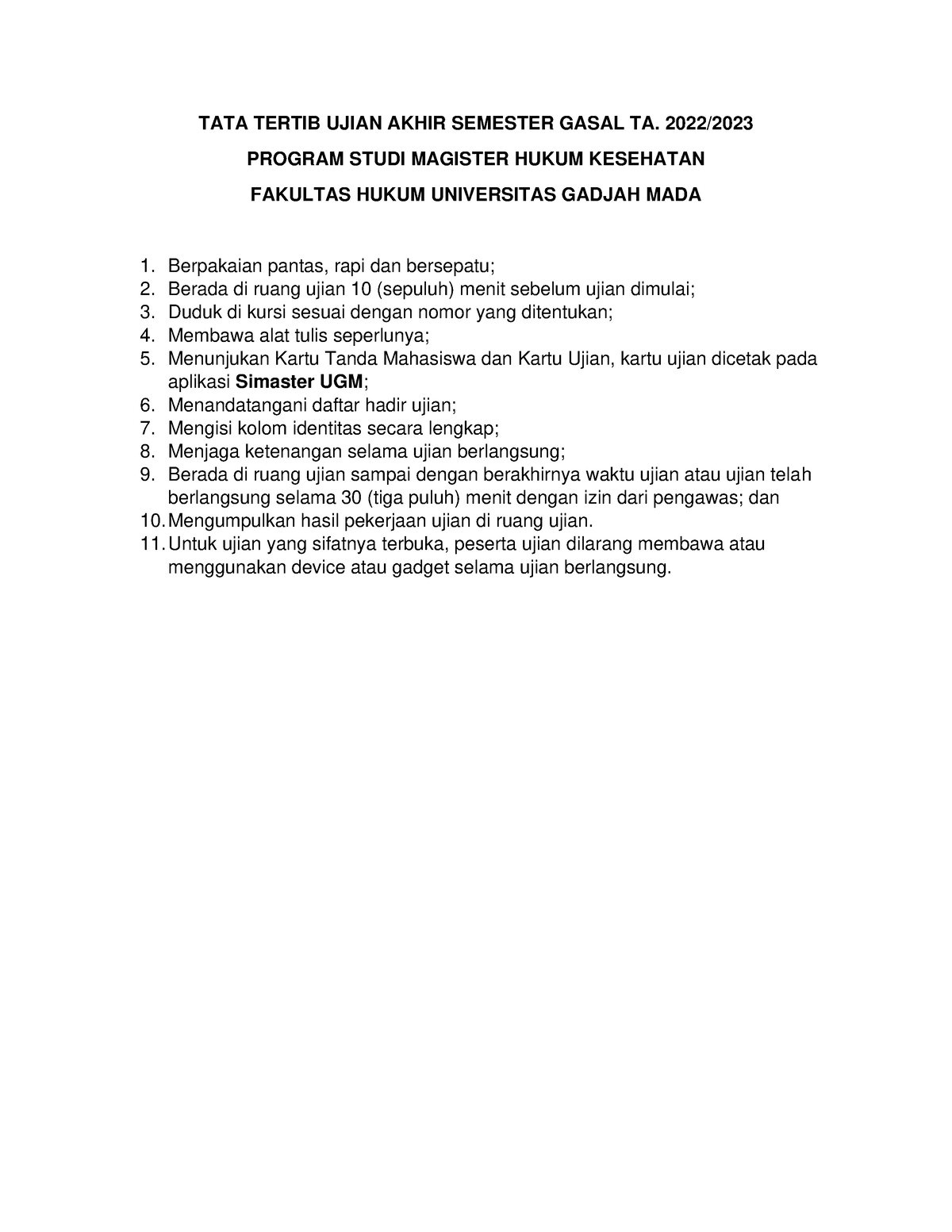 TATA Tertib Ujian Akhir Semester KES - TATA TERTIB UJIAN AKHIR SEMESTER ...