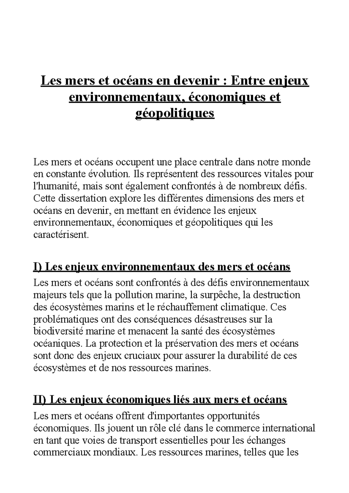 Mers et océans des espaces en devenir - Les mers et océans en devenir ...