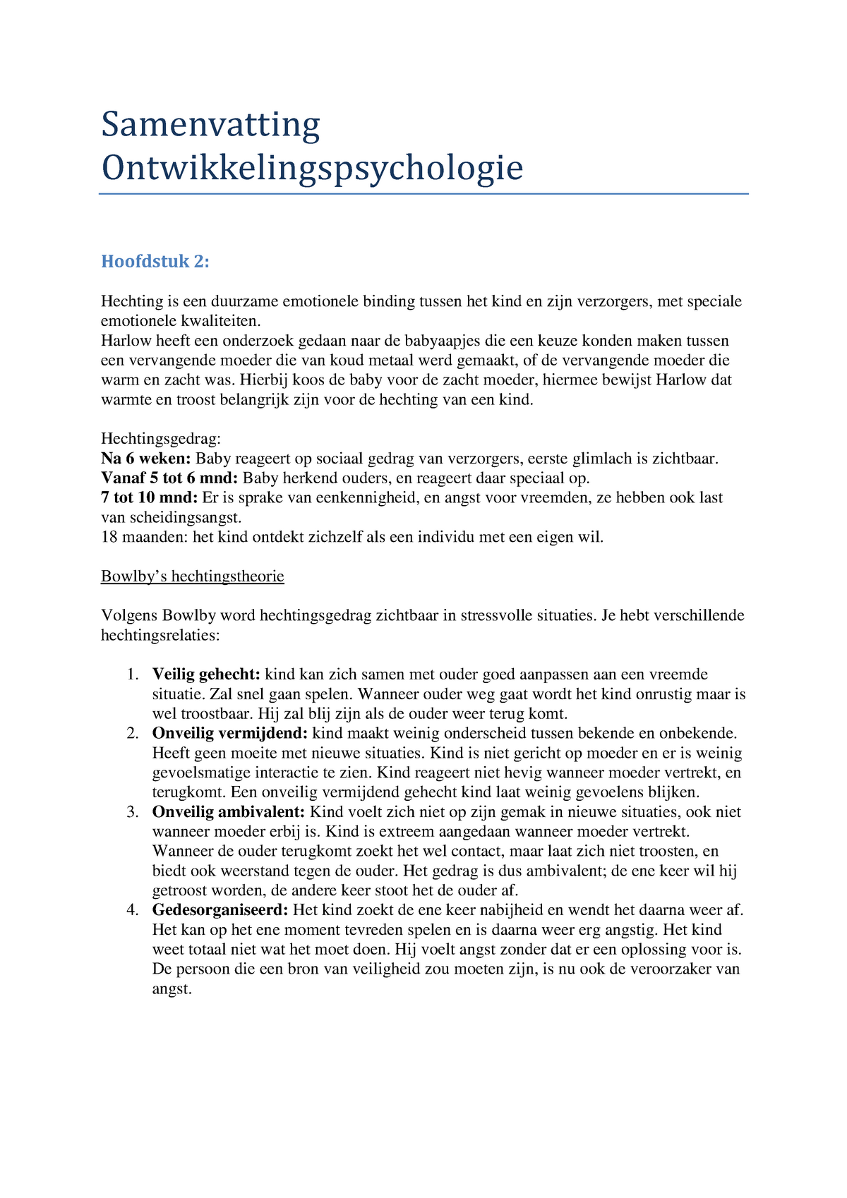 Samenvatting Ontwikkelingspsychologie Compleet Studeersnel