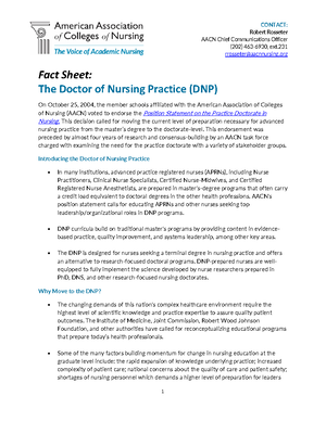 The role of the Doctor of Nursing Practice - Because of this, “the ...