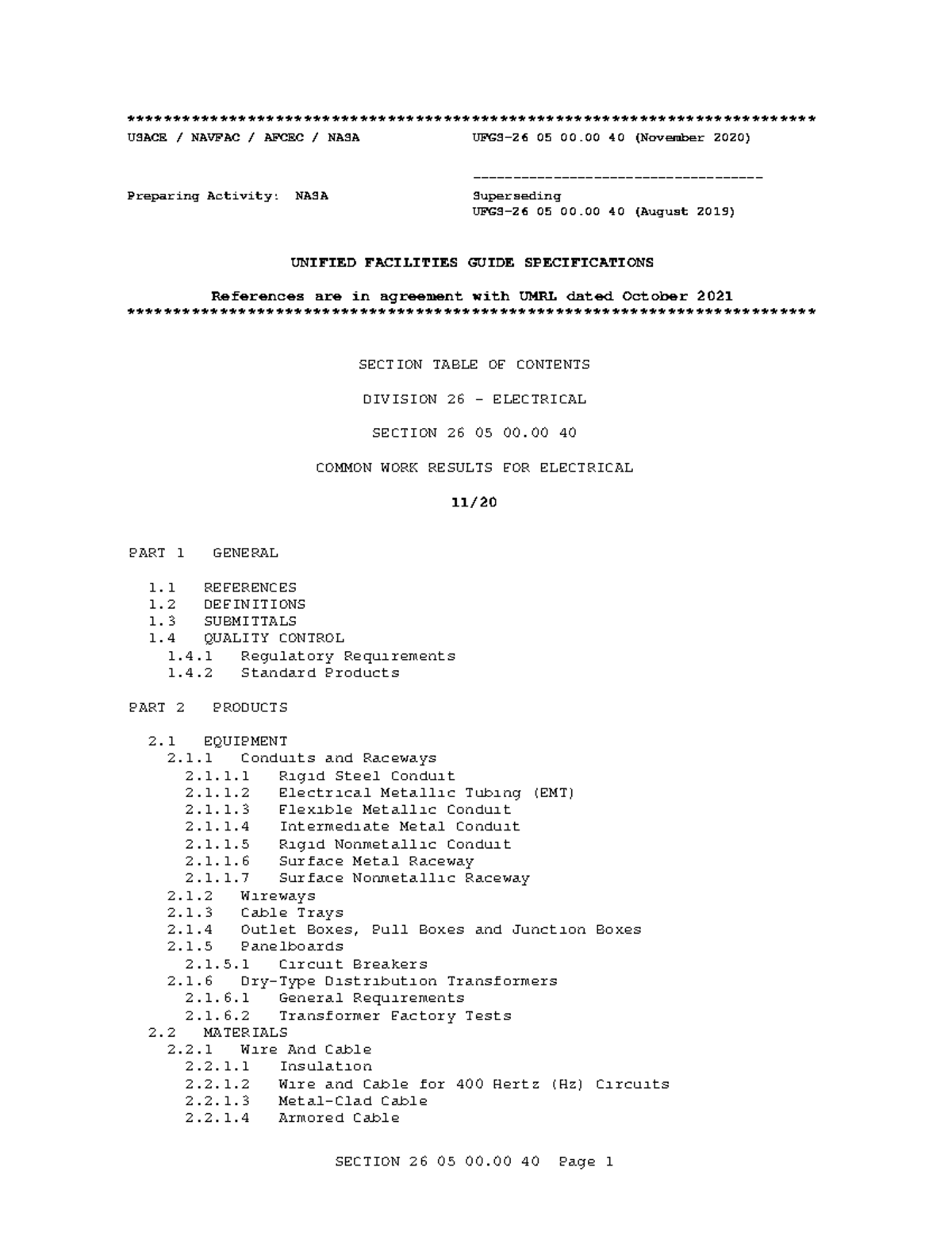 UFGS 26 05 00.00 40 COMMON WORK RESULTS FOR ELECTRICAL Studocu