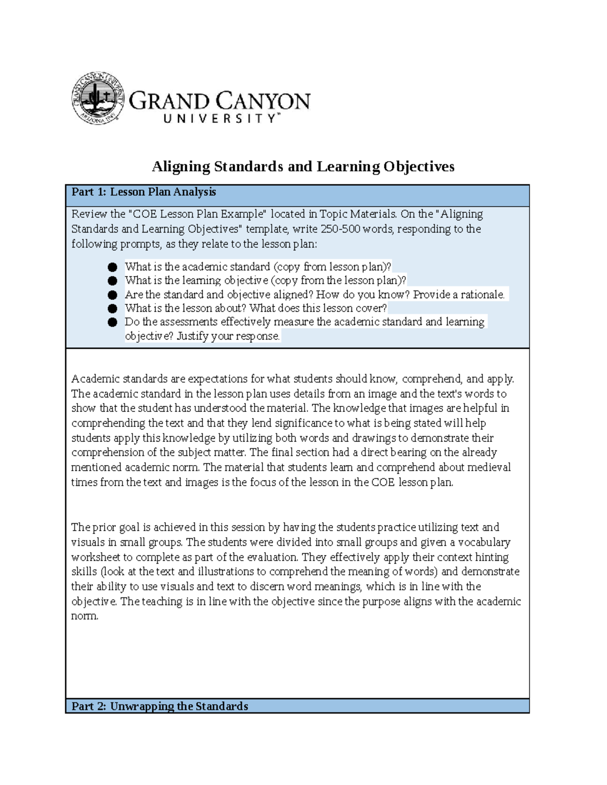 ELM-210-D-T2-Template - Aligning Standards And Learning Objectives Part ...