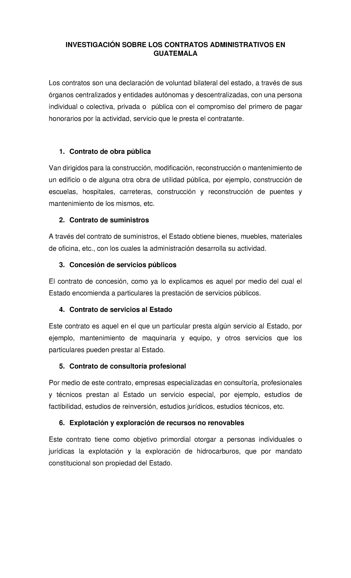 Investigación Sobre Los Contratos Administrativos En Guatemala Derecho Procesal Administrativo 7588