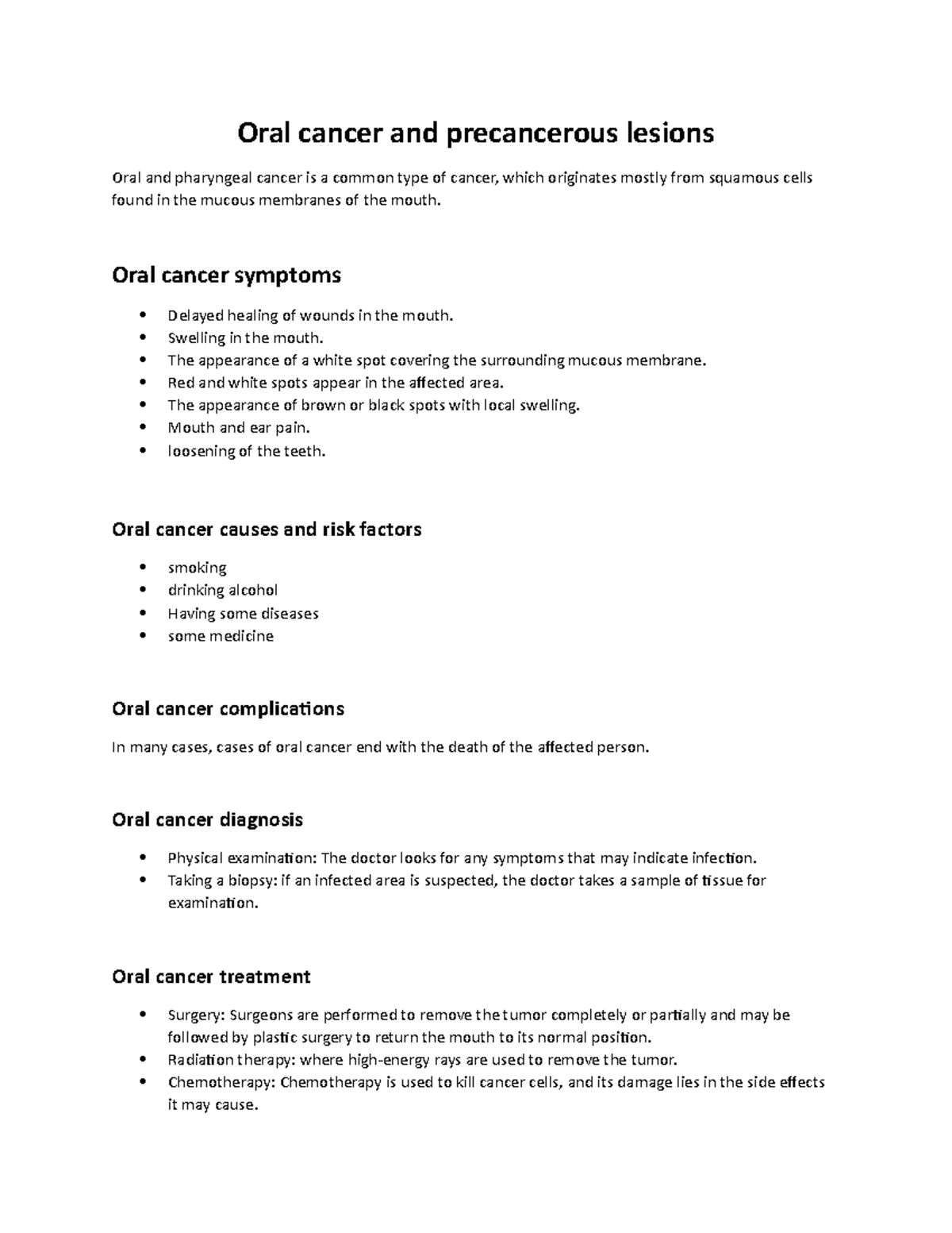 Oral and pharyngeal cancer is a common type of cancer Oral cancer