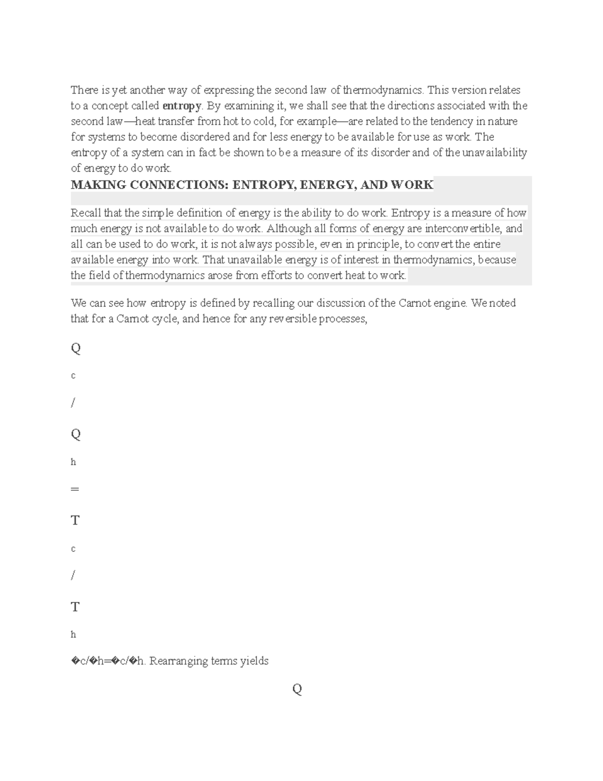 Lesson Note on Entropy - This are notes on Thermodynamics from Phys 217 ...