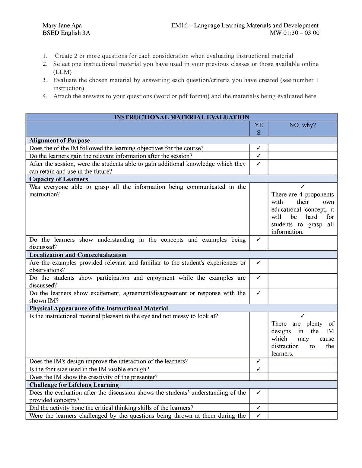 Unit 1. Task 2 Evaluating IMs. - Mary Jane Apa EM16 – Language Learning ...