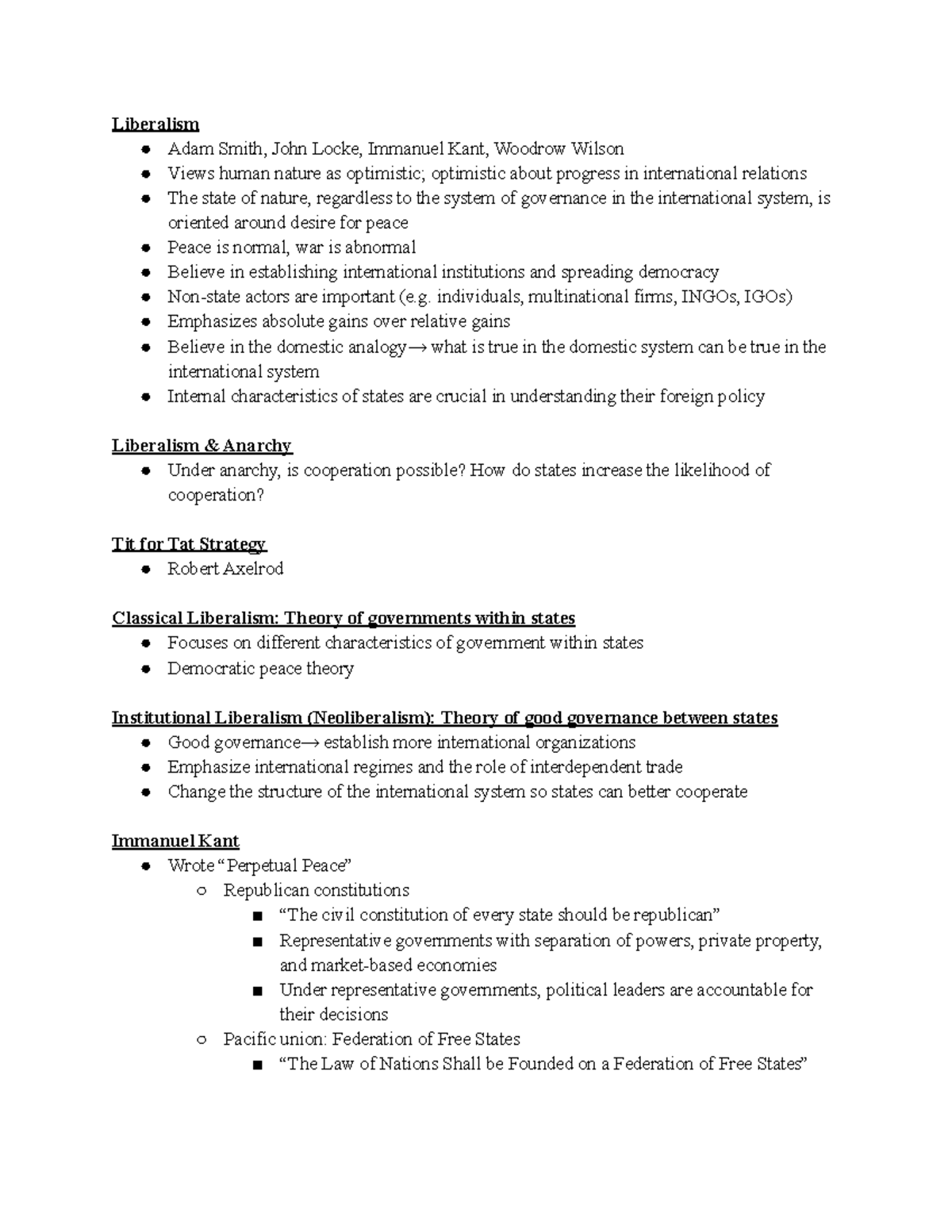 Week 3 Lecture Notes- Liberalism - Liberalism Adam Smith, John Locke ...